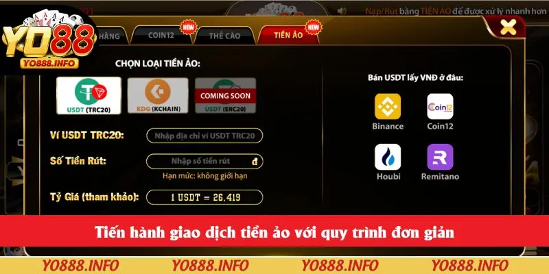 Tiến hành giao dịch tiền ảo với quy trình đơn giản