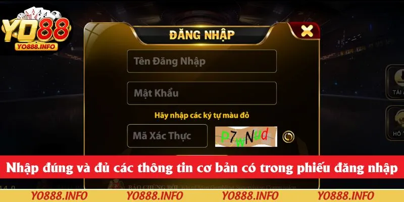 Nhập đúng và đủ các thông tin cơ bản có trong phiếu đăng nhập